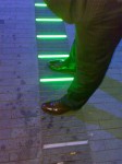 A light installation around the South Bank. These are Dan\'s feet. 