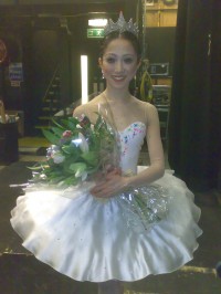 Erina Takahashi backstage at the Coliseum after her Sugar Plum on opening night.