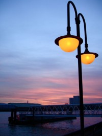 Canary Wharf at sunset on Sunday