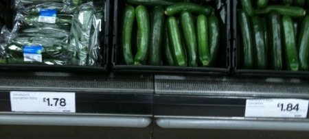 30 days without a supermarket: picture of courgette pricing in Sainsburys