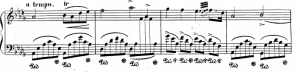 Chopin's Fantaisie Impromptu (middle section). It sounds like an ordinary phrase but it isn't. 