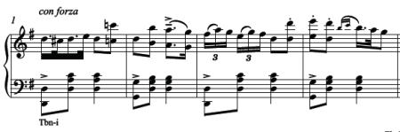 Male solo from Diable à quatre piano score: a big two for allegro