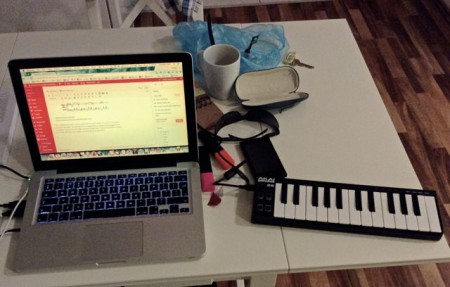 Image of laptop and mini MIDI keyboard