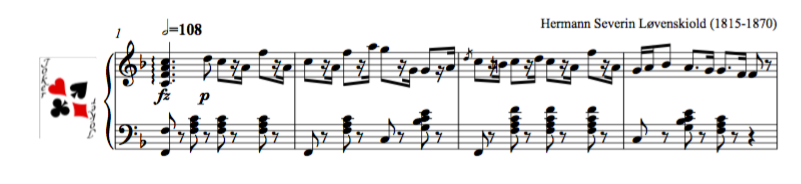 Image of piano score of The reel from La Sylphide, Bournonville's ballet with music by Løvenskiold