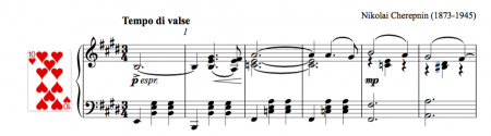 Screen grab of the sheet music of Grande valse by Tcherepnin