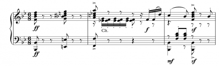 Part of the piano score of Drigo's Pygmalion variation, used in Le Corsaire