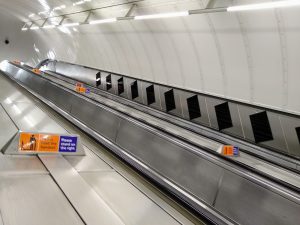 Leicester Square tube station, Northern Line escalator, free of adverts