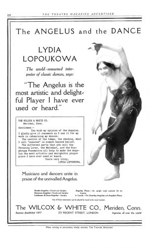 Lydia Lopokova advertises the Angelus player piano